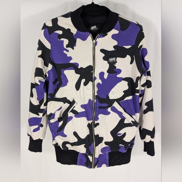 Brazilian Rexpeita Purple, White and Black Camo Reversible Zip Jacket Size Small - Picture 1 of 11